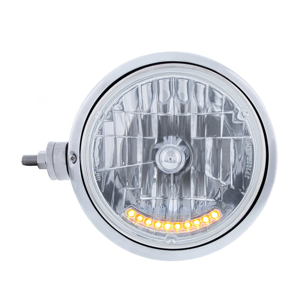 Chrome Guide 682-C Style Headlight Assembly W/Crystal Lens & 10 LEDs Position Light - L/H (Horizontal Mount)