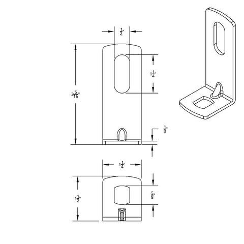 12-Gauge 304 Stainless Steel L-Shape Bracket - 3-5/16" X 1-1/4" X 1-1/2" (Card)