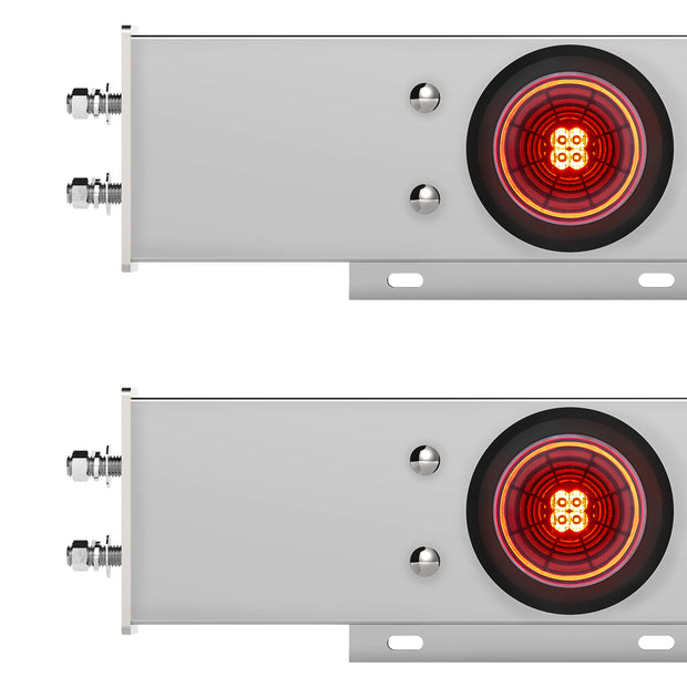 2-1/2" Bolt Pattern Chrome Spring Loaded Bar W/6X 4" 13 LED Abyss Lights - Red LED/Red Lens (Pair)
