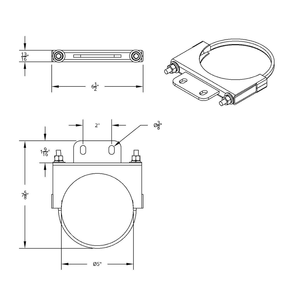5" Chrome Cab Exhaust Clamp For Peterbilt