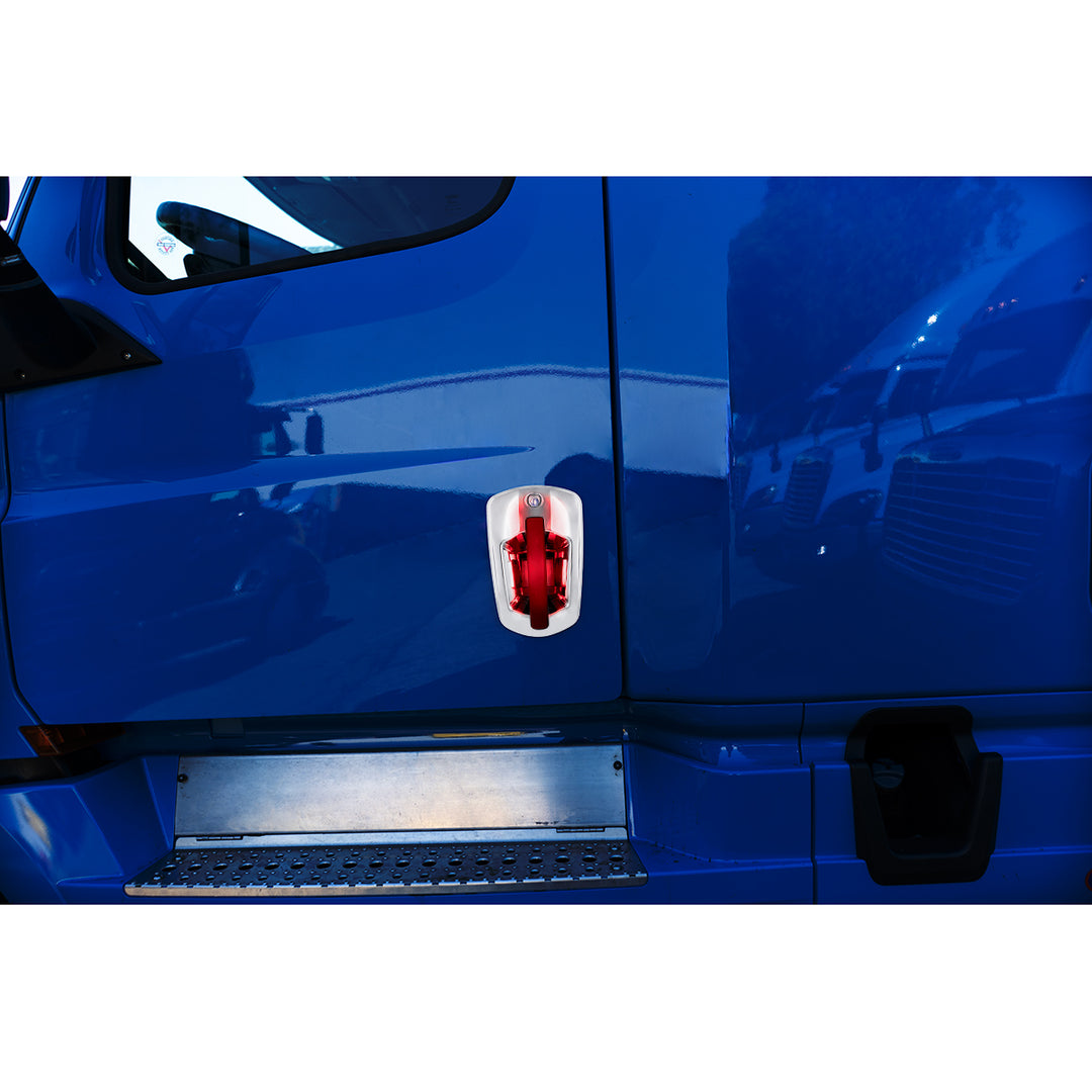 6 LED Chrome Door Handle Cover For 2018-2024 Freightliner Cascadia - Driver, Red LED