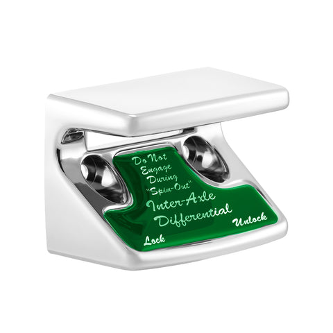 Chrome Plastic Axle/Differential Switch Guard With Glossy Sticker For 1990-2010 Freightliner Classic-Green