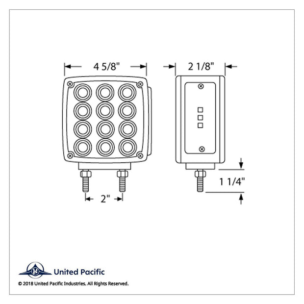 27 LED Double Face Turn Signal Light (Passenger) - Amber & Red LED/Amber & Red Lens