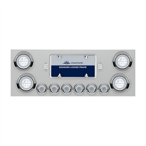 SS Rear Center Panel With 4X 21 LED 4" GloLight & 6X 9 LED 2" Lights & Visors-Red LED/Clear Lens