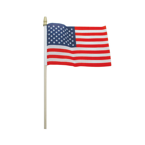 USA Flag With Wooden Post