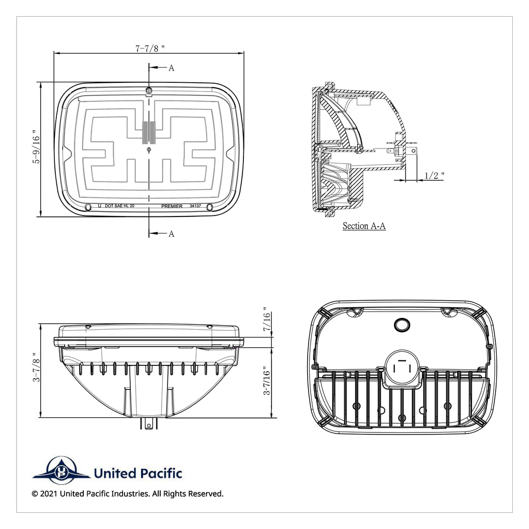 ULTRALIT - Heated 5" X 7" LED Headlight With Polycarbonate Lens &amp; Housing
