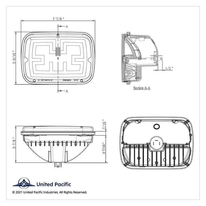 ULTRALIT - Heated 5" X 7" LED Headlight With Polycarbonate Lens &amp; Housing