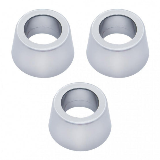 Chrome Round Dash Indicator Light Trims for 1967-1987 Peterbilt 359 (3-Pack)