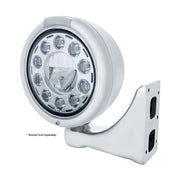 Stainless Classic Headlight 11 LED Bulb & Dual Mode LED Signal - Clear Lens