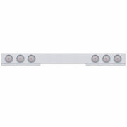 Stainless 1 Piece Rear Light Bar With 6X 10 LED 4" Lights & Visors - Red LED/Clear Lens