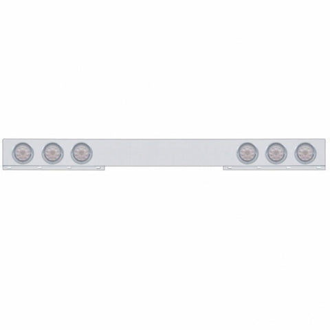 Stainless 1 Piece Rear Light Bar With 6X 10 LED 4" Lights & Visors - Red LED/Clear Lens