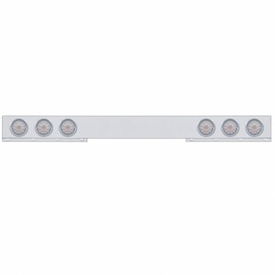 Stainless 1 Piece Rear Light Bar With 6X 10 LED 4" Lights & Visors - Red LED/Clear Lens