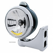 Black Guide 682-C Headlight H4 With 10 Amber LED & LED Signal - Clear Lens