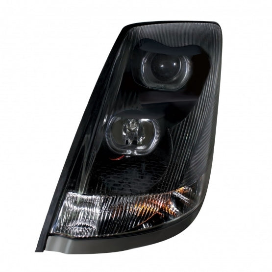 Blackout Projection Headlight With White LED Light Bar For 2003-2017 Volvo VN/VNL - Driver