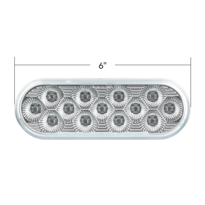 13 LED 6" Oval Double Fury Light (Stop, Turn &amp; Tail) With Warning Light - Red &amp; Amber LED/Clear Lens