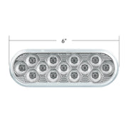 13 LED 6" Oval Double Fury Light (Stop, Turn & Tail) With Warning Light - Red & Amber LED/Clear Lens