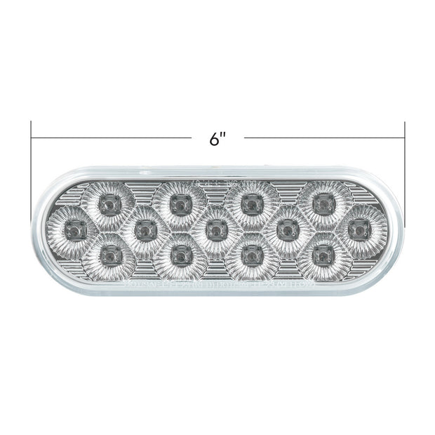 13 LED 6" Oval Double Fury Light (Stop, Turn & Tail) With Warning Light - Red & Amber LED/Clear Lens