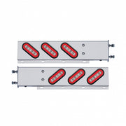3-3/4" Bolt Pattern SS Spring Loaded Bar With 6X 22 Red LED 6" Oval GloLight & Grommet -Clear Lens (Pair)