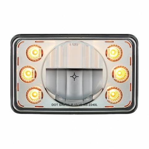 ULTRALIT - 4" X 6" LED Headlight With Dual Function 6 Amber LED Position Lights - Low Beam
