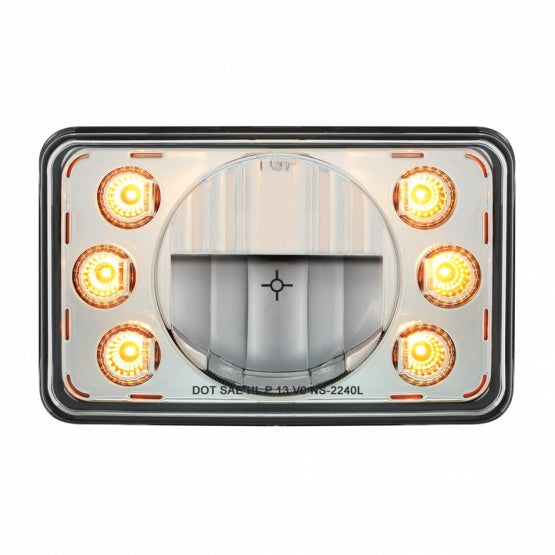 ULTRALIT - 4" X 6" LED Headlight With Dual Function 6 Amber LED Position Lights - Low Beam