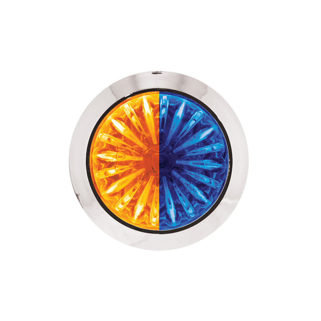 4 LED 3/4" Mini Watermelon Double Fury Light With Clear Lens - Amber &amp; Blue LED United Pacific 39231