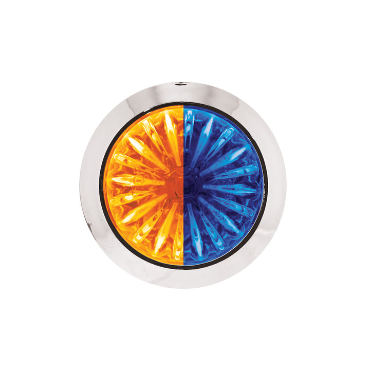 4 LED 3/4" Mini Watermelon Double Fury Light With Clear Lens - Amber &amp; Blue LED United Pacific 39231