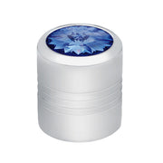 Chrome Round Valve Caps With Blue Crystal (4-Pack)