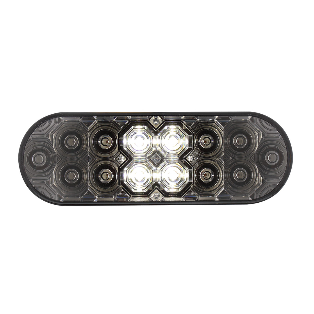 6" Oval Combo Light With 14 LED Stop, Turn &amp; Tail &amp; 16 LED Back-Up - Red LED/Clear Lens