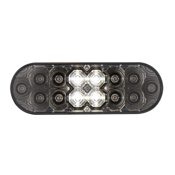 6" Oval Combo Light With 14 LED Stop, Turn &amp; Tail &amp; 16 LED Back-Up - Red LED/Clear Lens