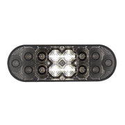 6" Oval Combo Light With 14 LED Stop, Turn & Tail & 16 LED Back-Up - Red LED/Clear Lens