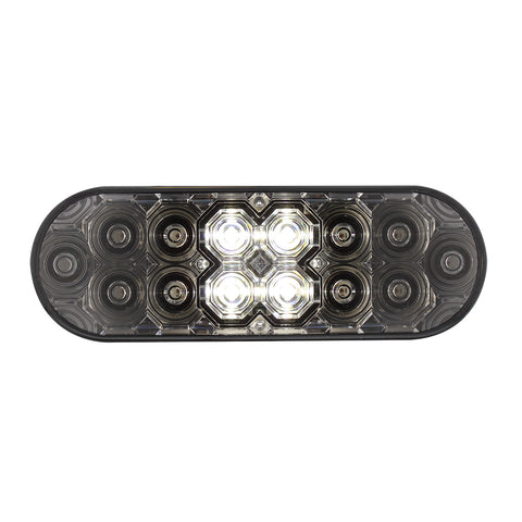 6" Oval Combo Light With 14 LED Stop, Turn & Tail & 16 LED Back-Up - Red LED/Clear Lens