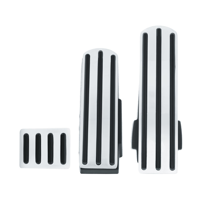 Chrome Pedal Set With Black Insert For Kenworth W900L (1990-2005), T800 (1986-2005), &amp; T600 (1986-1993)