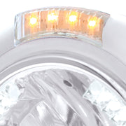 Stainless Steel Classic Headlight H4 With 34 White LED & Signal - Clear Lens