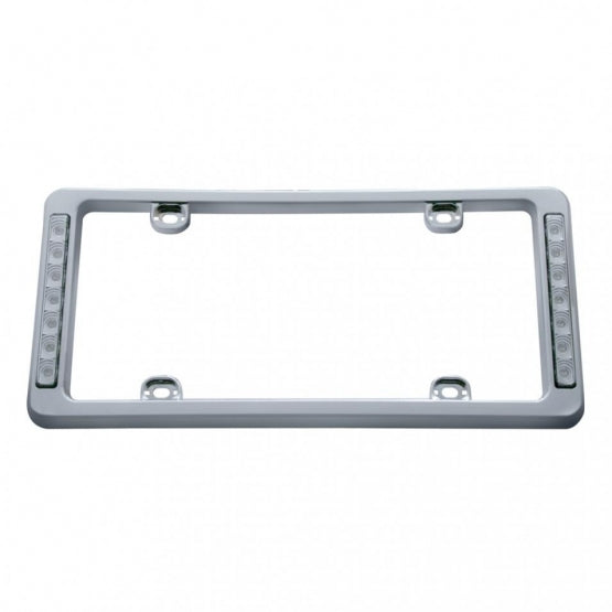 14 LED Chrome License Plate Frame - Red LED/Clear Lens