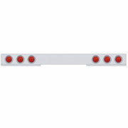 Chrome 1 Piece Rear Light Bar With Six 7 LED 4" Reflector Lights & Visors - Red LED/Red Lens