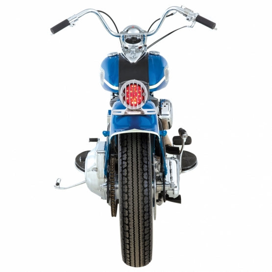 Motorcycle LED Rear Fender Tail Light With Chrome Grille Bezel - Red Lens
