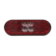 6" Oval Combo Light With 14 LED Stop, Turn & Tail & 16 LED Back-Up -Red LED/Red Lens
