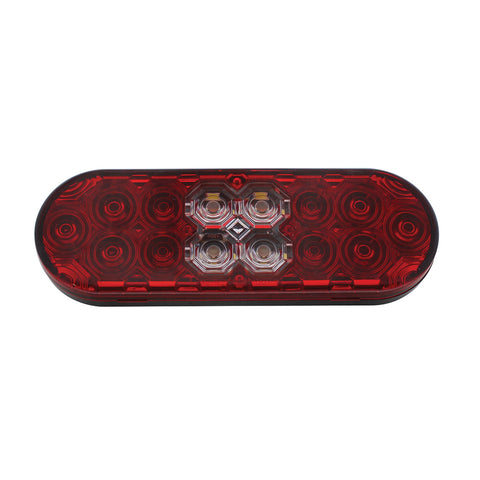 6" Oval Combo Light With 14 LED Stop, Turn & Tail & 16 LED Back-Up -Red LED/Red Lens
