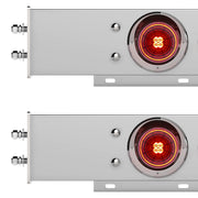 2-1/2" Bolt Pattern Chrome Spring Loaded Bar W/6X 4" 13 LED Abyss Lights & Visors - Red LED/Red Lens (Pair)