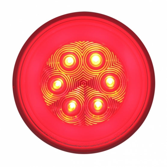21 LED 4" Round GloLight (Stop, Turn &amp; Tail) - Red LED/Clear Lens