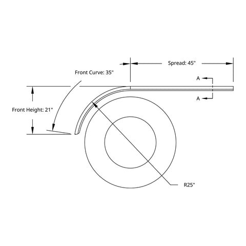 80" 430 Stainless Steel (16ga) Roll Formed Edge Smooth Half Fender - SS Series (Pair)
