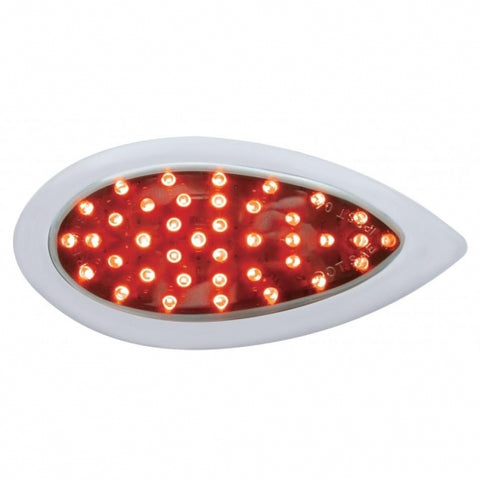 39 LED "Teardrop" Auxiliary Light With Bezel - Red LED/Chrome Lens