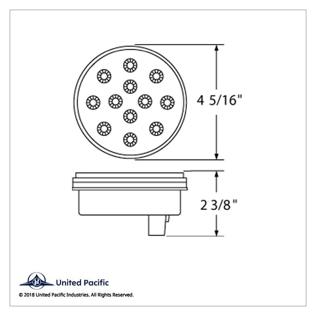 12 LED 4" Round Reflector Light (Stop, Turn & Tail) - Red LED/Red Lens