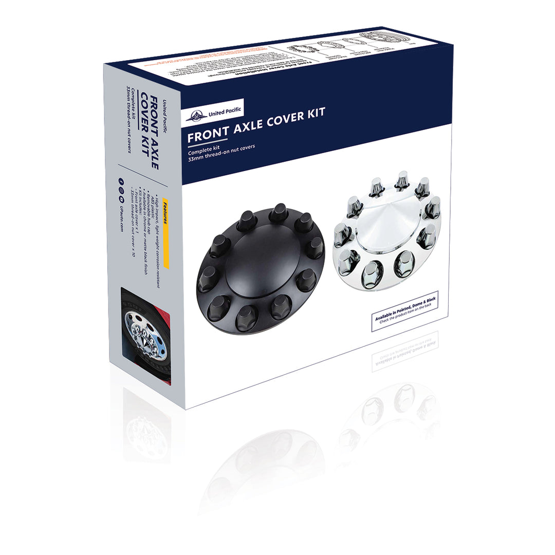 Dome Front Axle Cover With 33mm Standard Thread-On Nut Covers - Matte Black (Color Box)