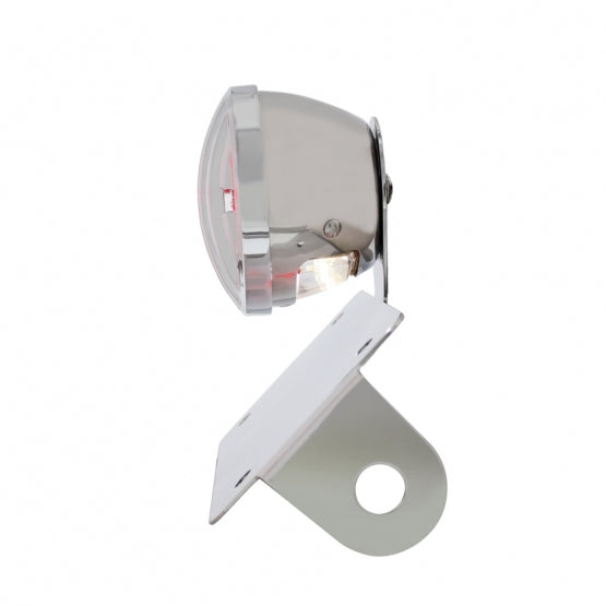 Motorcycle LED "Bobber" Style Horizontal Tail Light With Chrome Grille Bezel-Red Lens