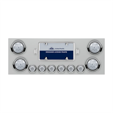 SS Rear Center Panel With 4X 7 LED 4" Reflector Lights & 6X 9 LED 2" Lights & Visors -Red LED/Clear Lens