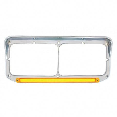 24 LED Rectangular Dual Headlight Bezel With Visor & GloLight - Amber LED/Amber Lens