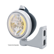 Black Guide 682-C Headlight H4 With 34 Amber LED & Original Style LED Signal-Clear Lens