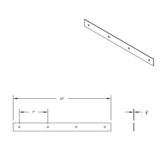 2" X 24" Chrome Top Mud Flap Plain Plate - Bolt Thru
