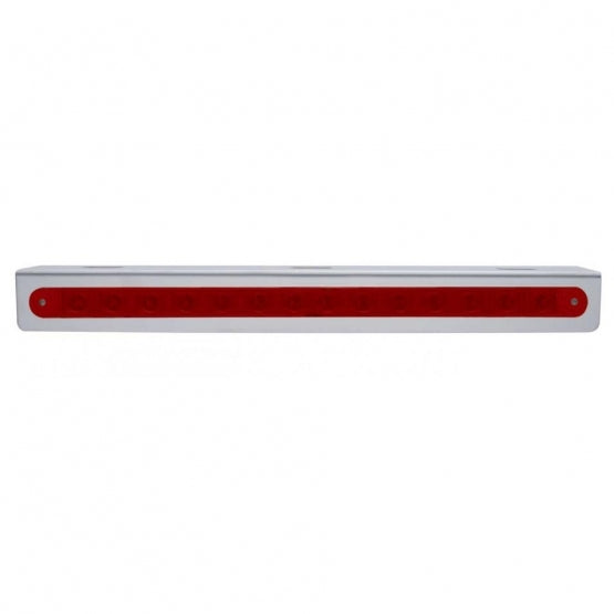Stainless Light Bracket With 14 LED 12" Sequential Light Bar (Left to Right) - Red LED/Red Lens